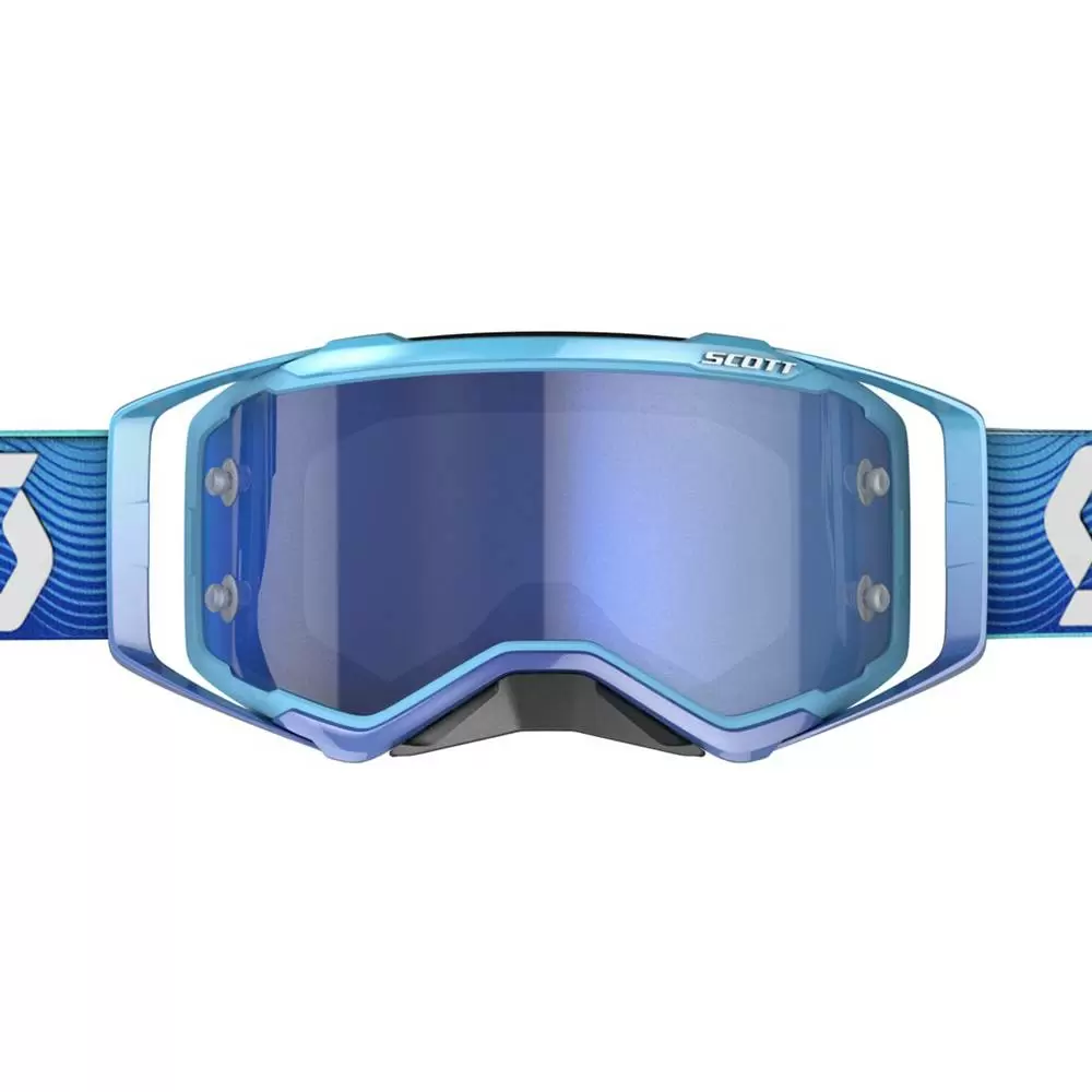 Scott Prospect Blue White Electric Blue Chrome Lens Motocross Goggles 2 Scott Prospect Blue White Electric Blue Chrome Lens Motocross Goggles - Image 2