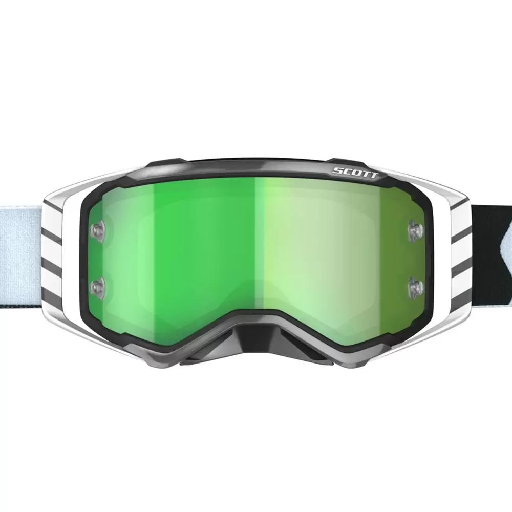 Scott Prospect Black White Green Chrome Lens Motocross Goggles 2 Scott Prospect Black White Green Chrome Lens Motocross Goggles - Image 2