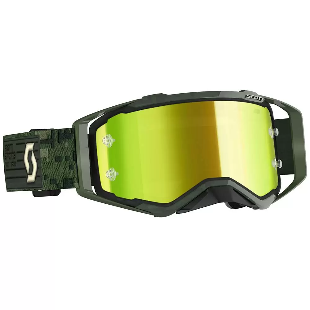 Scott Prospect Kaki Green Yellow Chrome Lens Motocross Goggles 1 Scott Prospect Kaki Green Yellow Chrome Lens Motocross Goggles