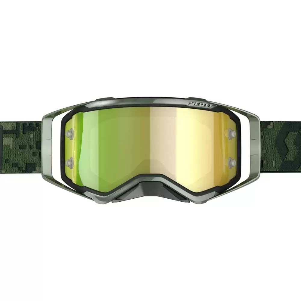 Scott Prospect Kaki Green Yellow Chrome Lens Motocross Goggles 2 Scott Prospect Kaki Green Yellow Chrome Lens Motocross Goggles - Image 2