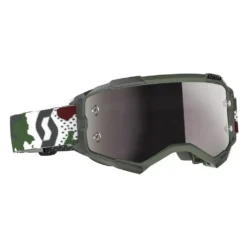 Scott Fury Dark Green White Silver Chrome Lens Motocross Goggles