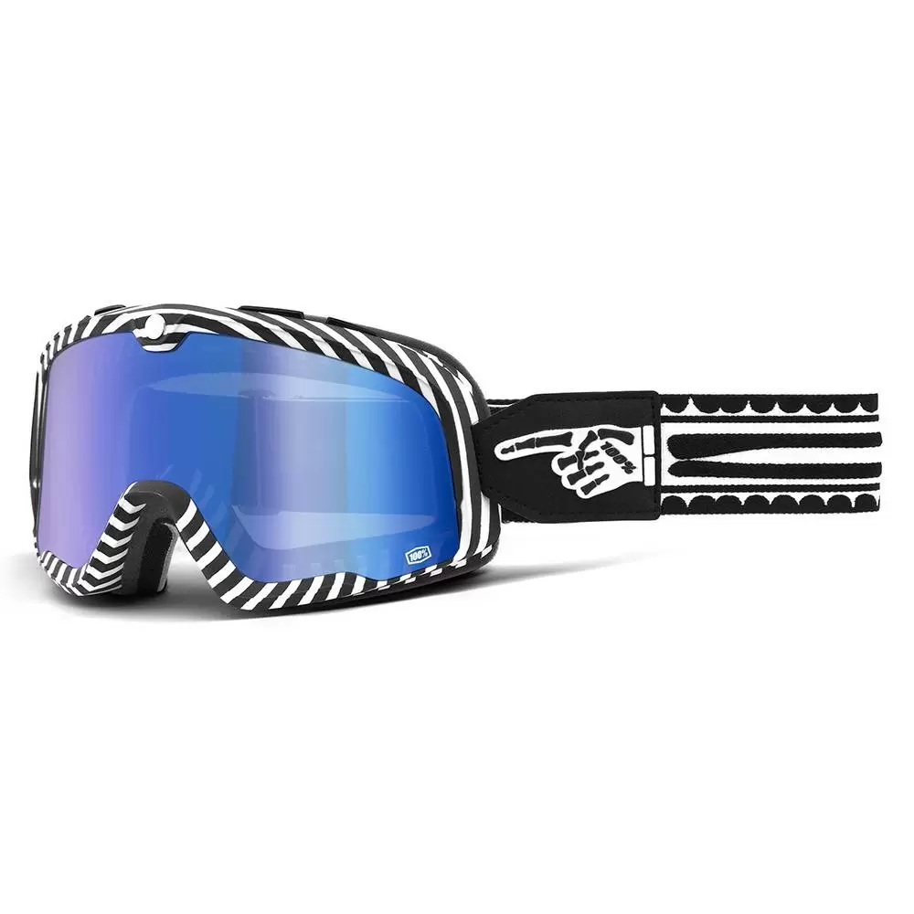 100% Barstow Death Spray Blue Mirror Lens Motocross Goggles 1 100% Barstow Death Spray Blue Mirror Lens Motocross Goggles