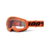 100% Strata 2 Neon Orange Clear Lens Goggles