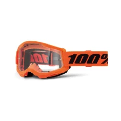 100% Strata 2 Neon Orange Clear Lens Goggles