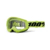 100% Strata 2 Neon Yellow Clear Lens Goggles