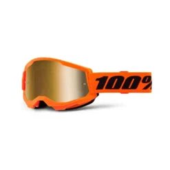 100% Strata 2 Neon Orange Gold Mirror Lens Goggles