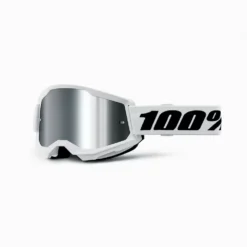 100% Strata 2 White Silver Mirror Lens Goggles