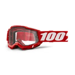 100% Accuri 2 Neon Red Dual Pane Clear Lens Enduro Motocross Goggles