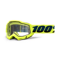 100% Accuri 2 Fluo Yellow Dual Pane Clear Lens Enduro Motocross Goggles
