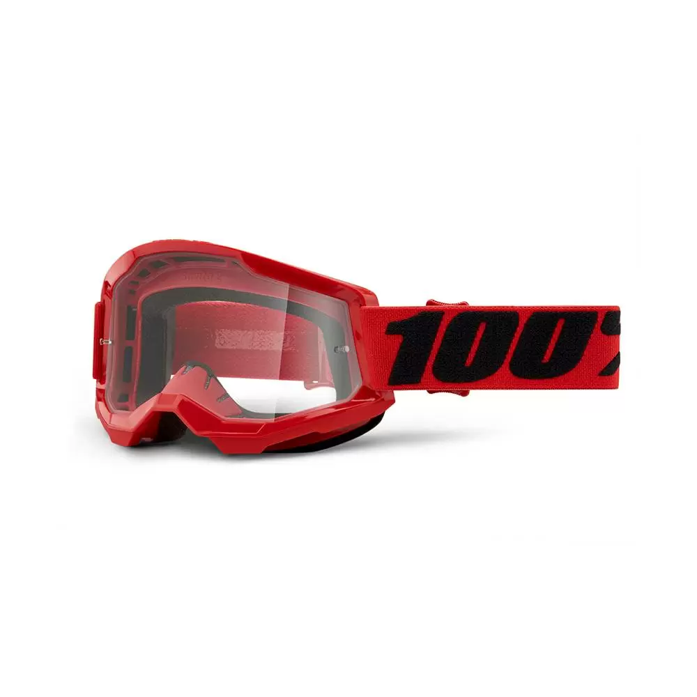 100% Strata 2 Red Clear Lens Goggles 1 100% Strata 2 Red Clear Lens Goggles