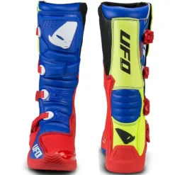 UFO Elektron Red Blue Neon Yellow Motocross Boots -UFO Shop bo005dflu pair 4 jpg