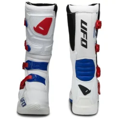 UFO Elektron White Blue Red Motocross Boots -UFO Shop bo005w pair group 3 jpg
