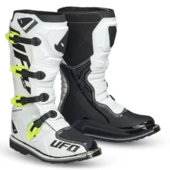 UFO Obsidian White Neon Yellow Motocross Boots -UFO Shop bo006w 001 jpg