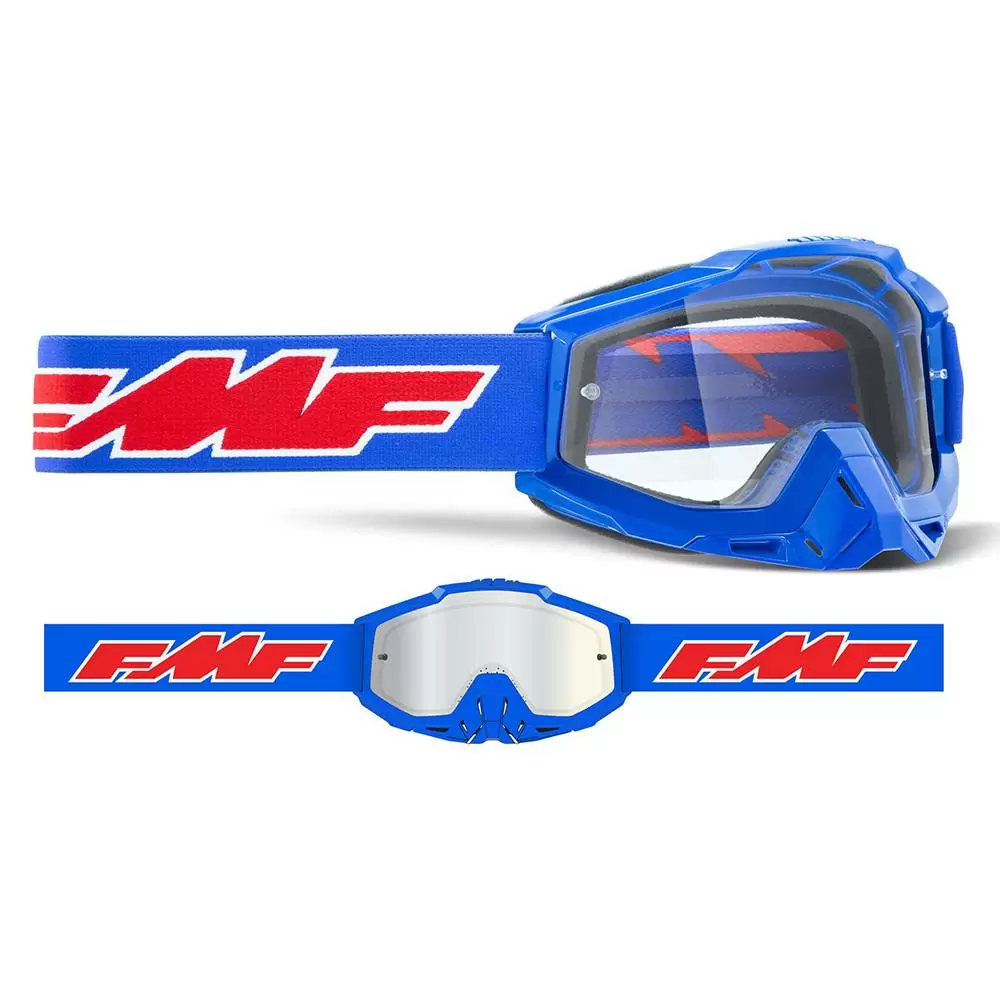 100% FMF Powerbomb Rocket Blue Clear Lens Motocross Goggles 2 100% FMF Powerbomb Rocket Blue Clear Lens Motocross Goggles - Image 2