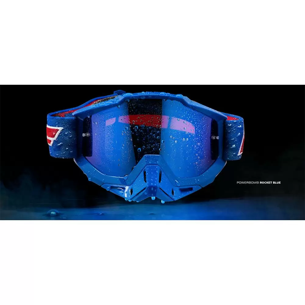 100% FMF Powerbomb Rocket Blue Clear Lens Motocross Goggles 3 100% FMF Powerbomb Rocket Blue Clear Lens Motocross Goggles - Image 3