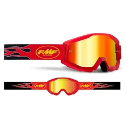 100% FMF Powercore Flame Red Red Mirror Lens Motocross Goggles -UFO Shop f 50400 251 03 02 jpg