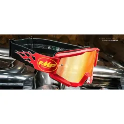100% FMF Powercore Flame Red Red Mirror Lens Motocross Goggles -UFO Shop f 50400 251 03 03 jpg