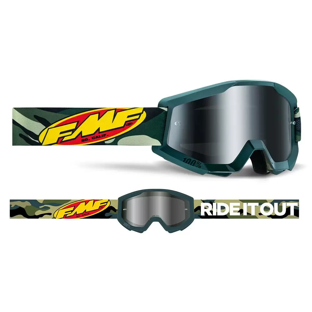100% FMF Powercore Assault Camo Silver Mirror Lens Motocross Goggles 2 100% FMF Powercore Assault Camo Silver Mirror Lens Motocross Goggles - Image 2