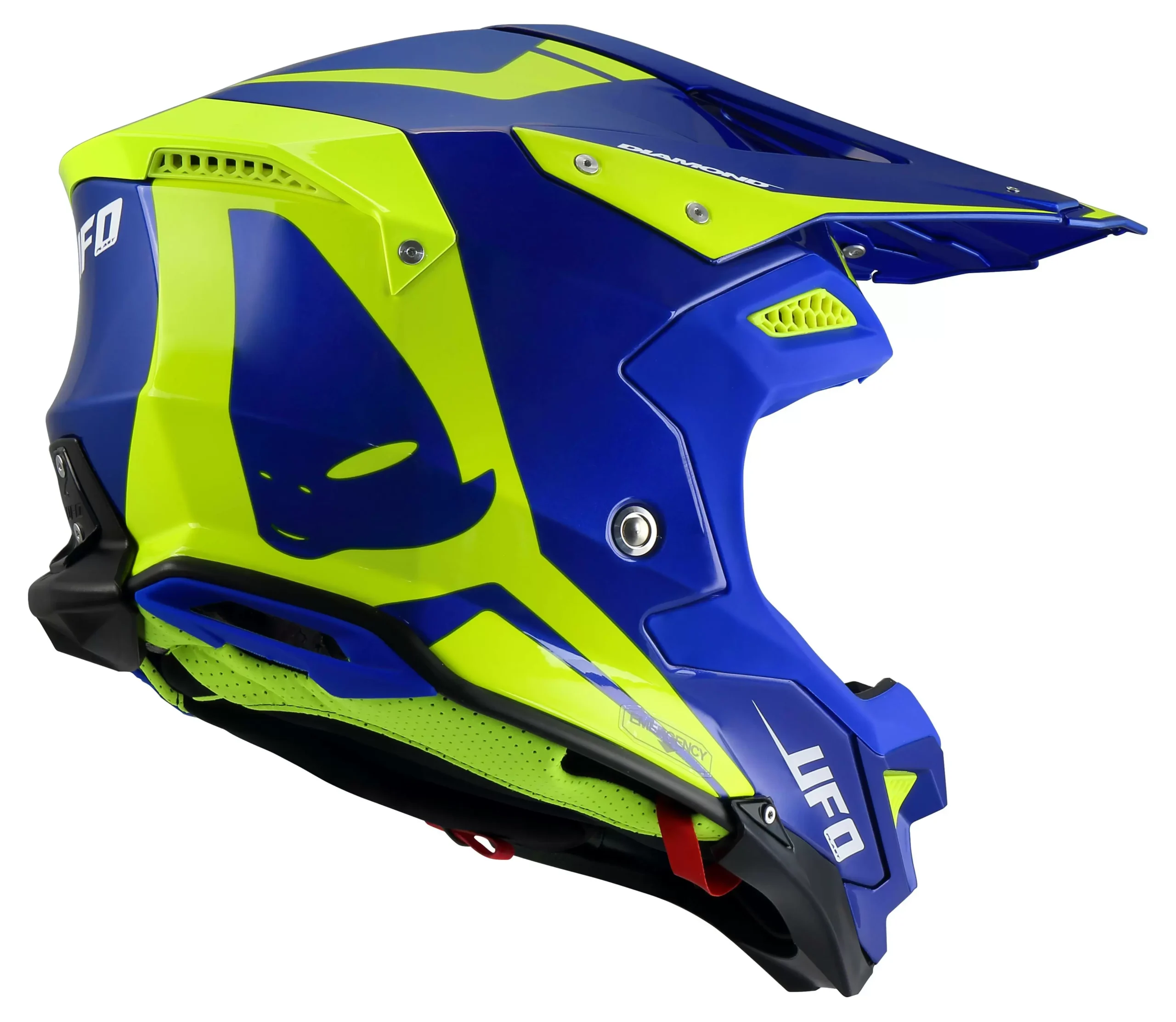 UFO Diamond Blue Neon Yellow Motocross Helmet 4 UFO Diamond Blue Neon Yellow Motocross Helmet - Image 4