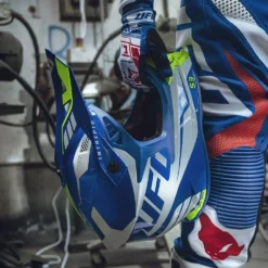 UFO Intrepid Motocross Helmet - White Blue Neon Yellow -UFO Shop he157 07 jpg