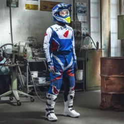 UFO Intrepid Motocross Helmet - White Blue Neon Yellow -UFO Shop he157 08 jpg