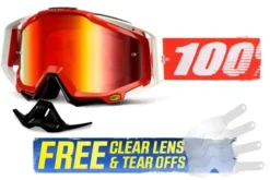 100% Racecraft Goggles Fire Red / Red Mirror Lens