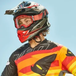 UFO Intrepid Grey Red Motocross Helmet -UFO Shop ufo grey red intrepid mx enduro helmet action 3 jpg